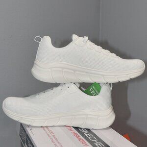 BOBS from Skechers Women’s White Knit Lace-Up Sneakers